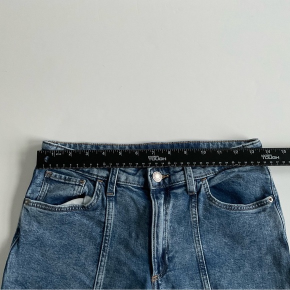 H&M Girls Straight Leg Jeans Sz 14 Blue Low Waist Denim Side Pockets Casual - Picture 3 of 10